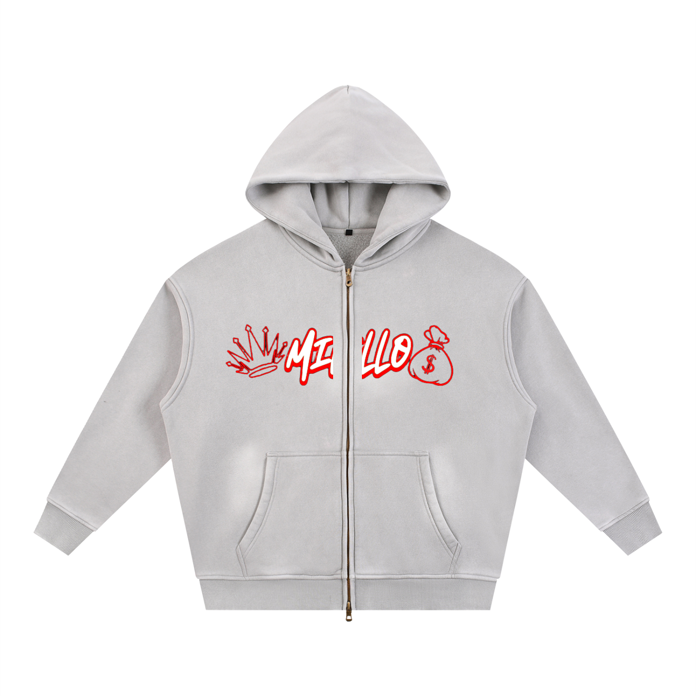Sunfade Two-way Zipper Boxy Fleece Hoodie
