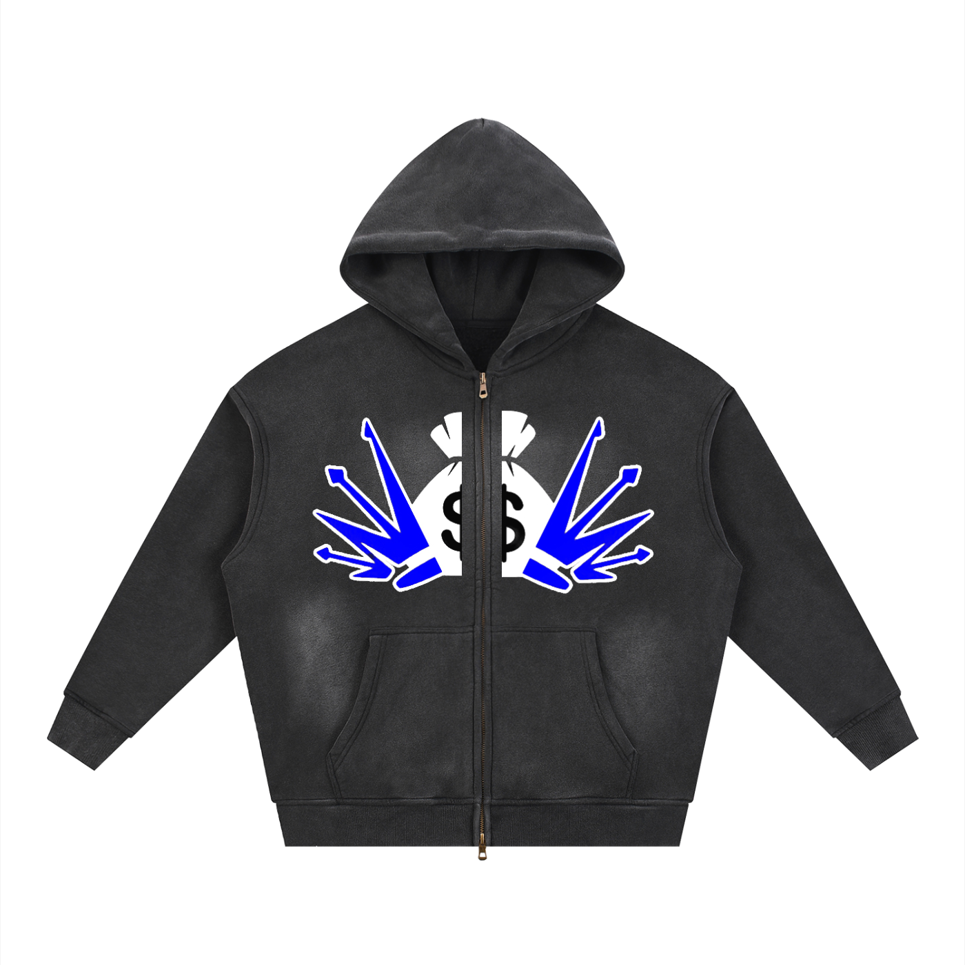 Sunfade Two-way Zipper Boxy Fleece Hoodie