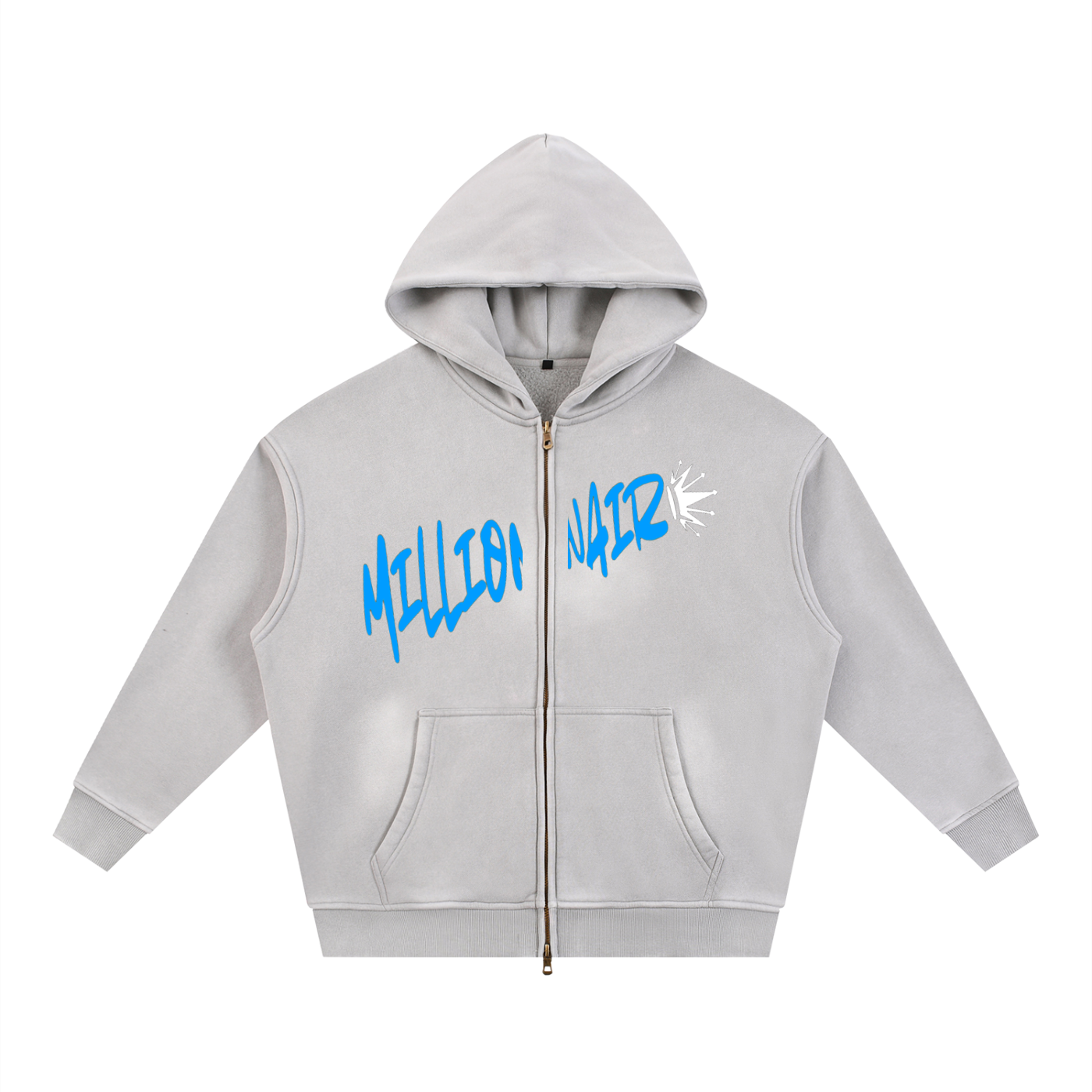 Sunfade Two-way Zipper Boxy Fleece Hoodie