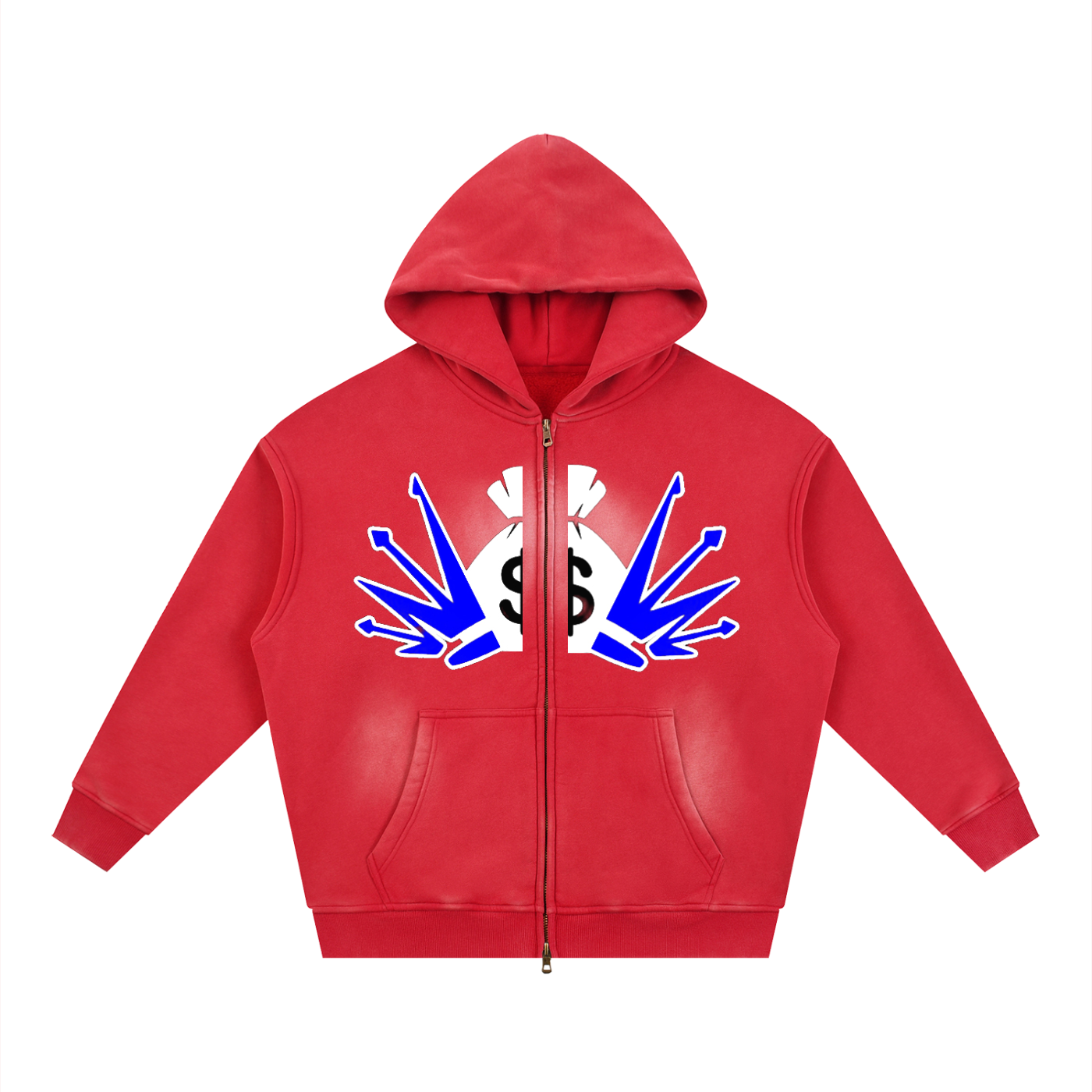 Sunfade Two-way Zipper Boxy Fleece Hoodie