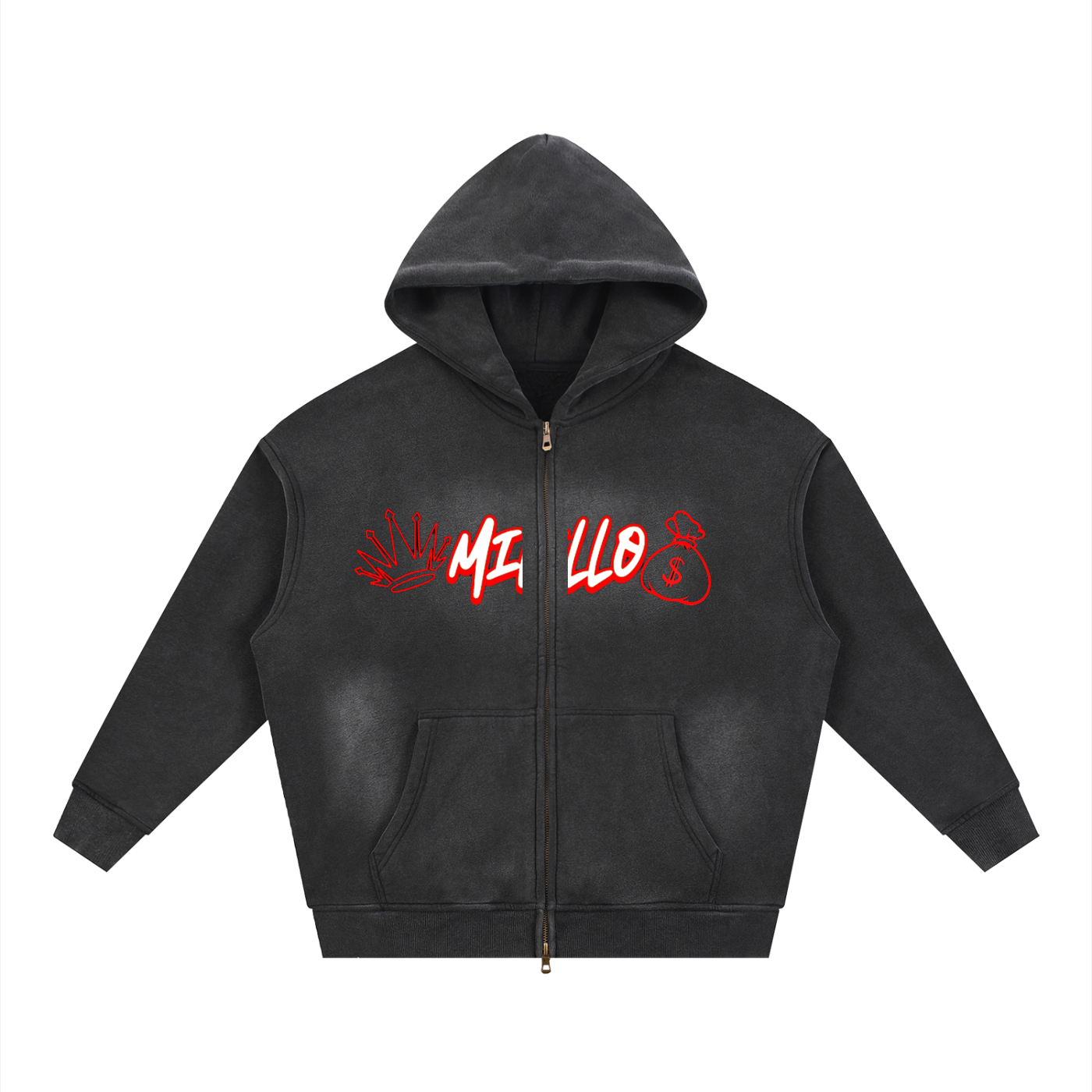 Sunfade Two-way Zipper Boxy Fleece Hoodie