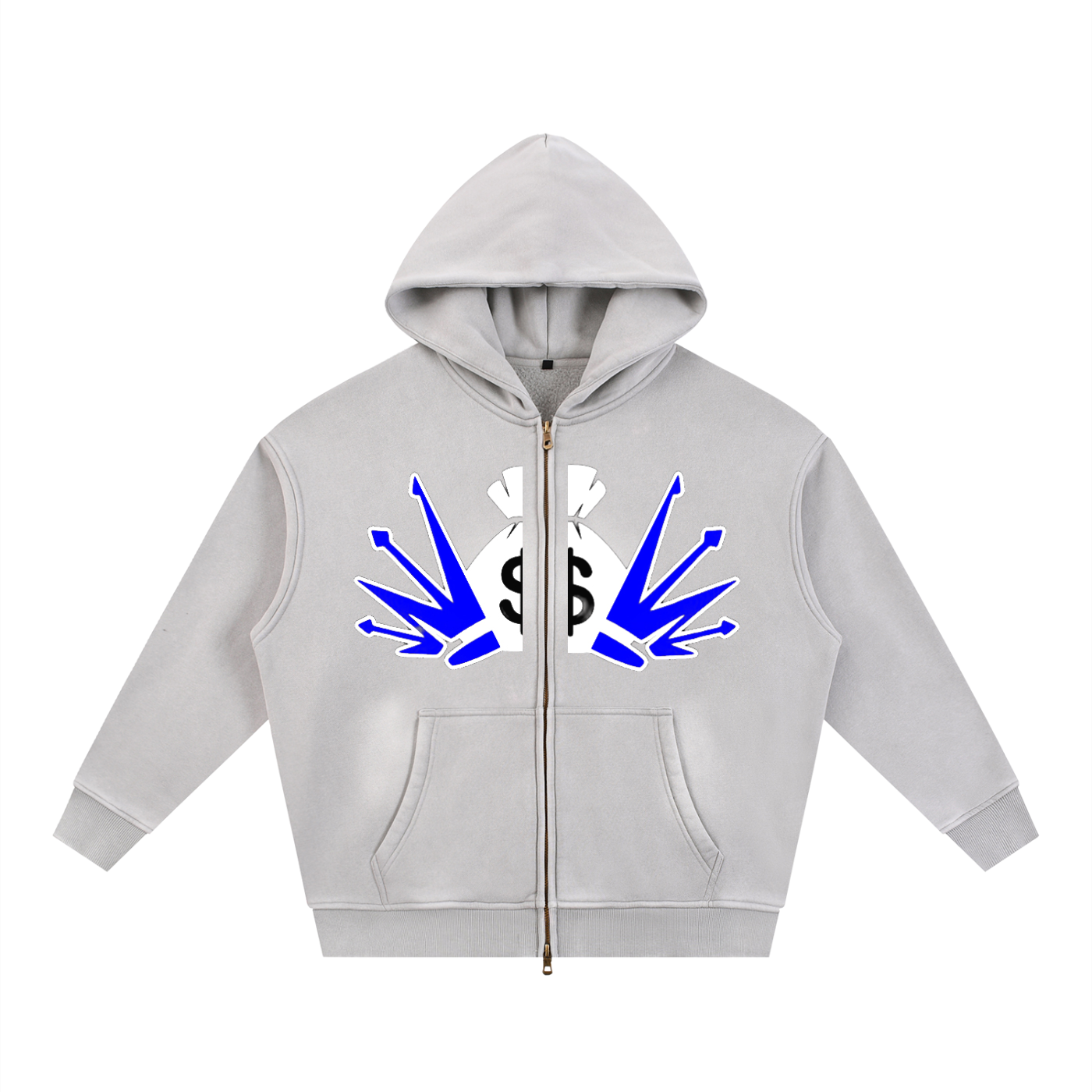Sunfade Two-way Zipper Boxy Fleece Hoodie