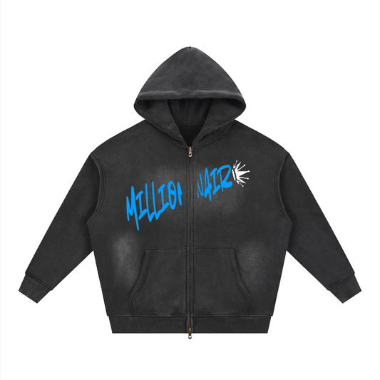 Sunfade Two-way Zipper Boxy Fleece Hoodie