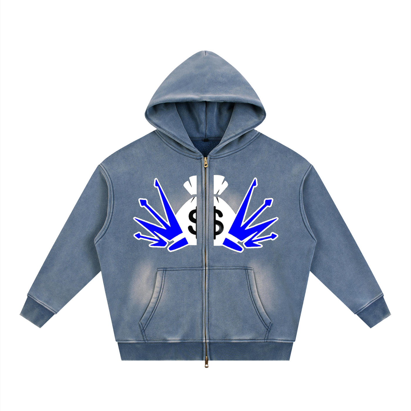 Sunfade Two-way Zipper Boxy Fleece Hoodie