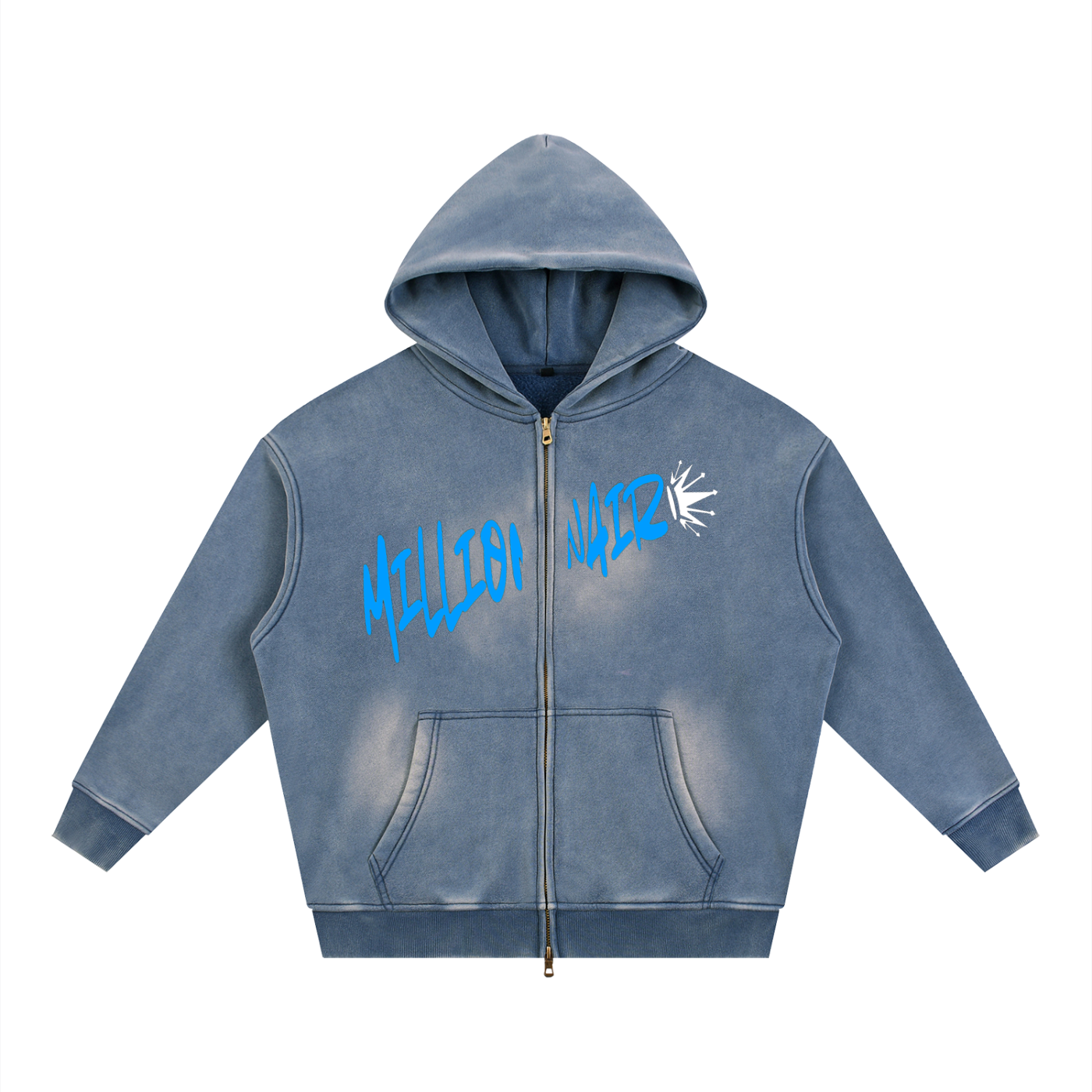Sunfade Two-way Zipper Boxy Fleece Hoodie